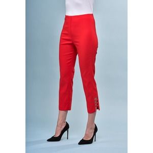 Women's Red Pull On Capri Pants Size 14 Insight New York Side Cutout NWT